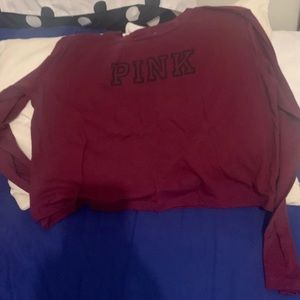 Maroon pink long sleeve crop long sleeve shirt